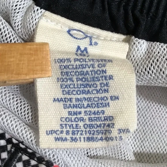 OP Swim Trunks Boy M (8) Plaid Red White Black Drawstring Waist Board Shorts - Picture 7 of 10